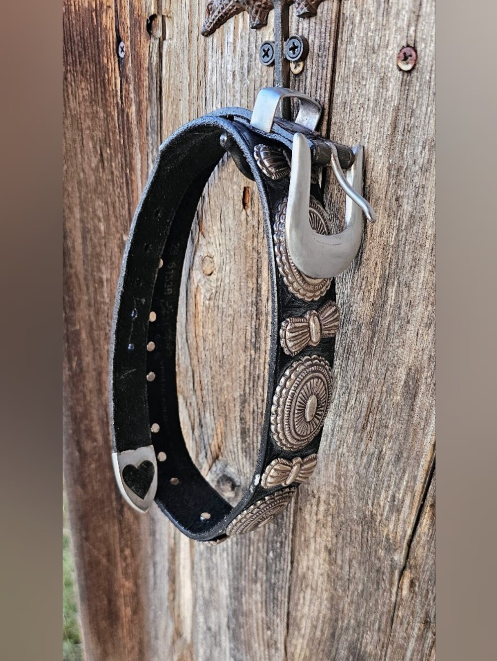 Vintage Western Black Leather Concho Belt By Billy Belts Of Calif Sz 28